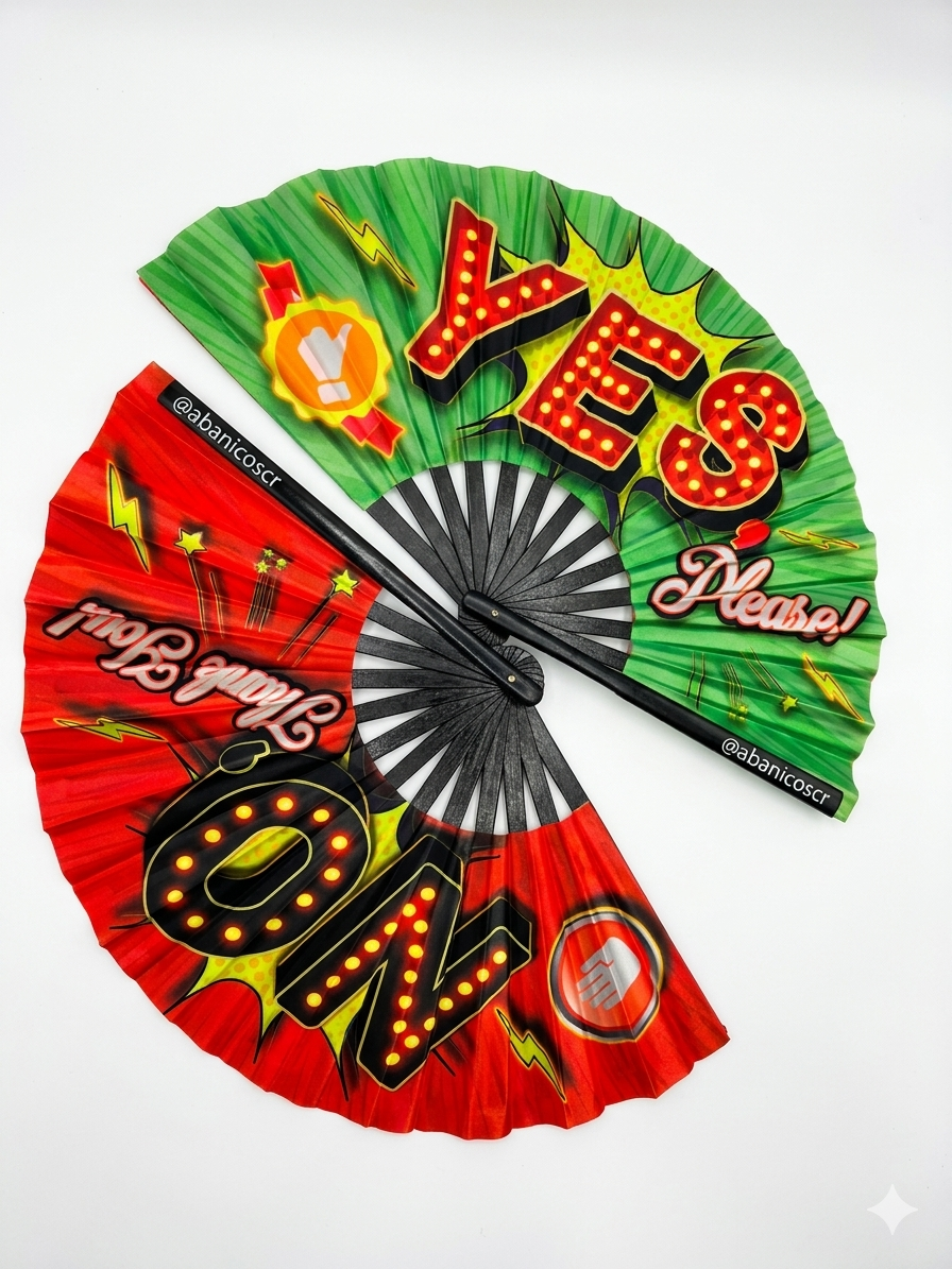 YES/NO ABANICO NEON DOBLE CARA