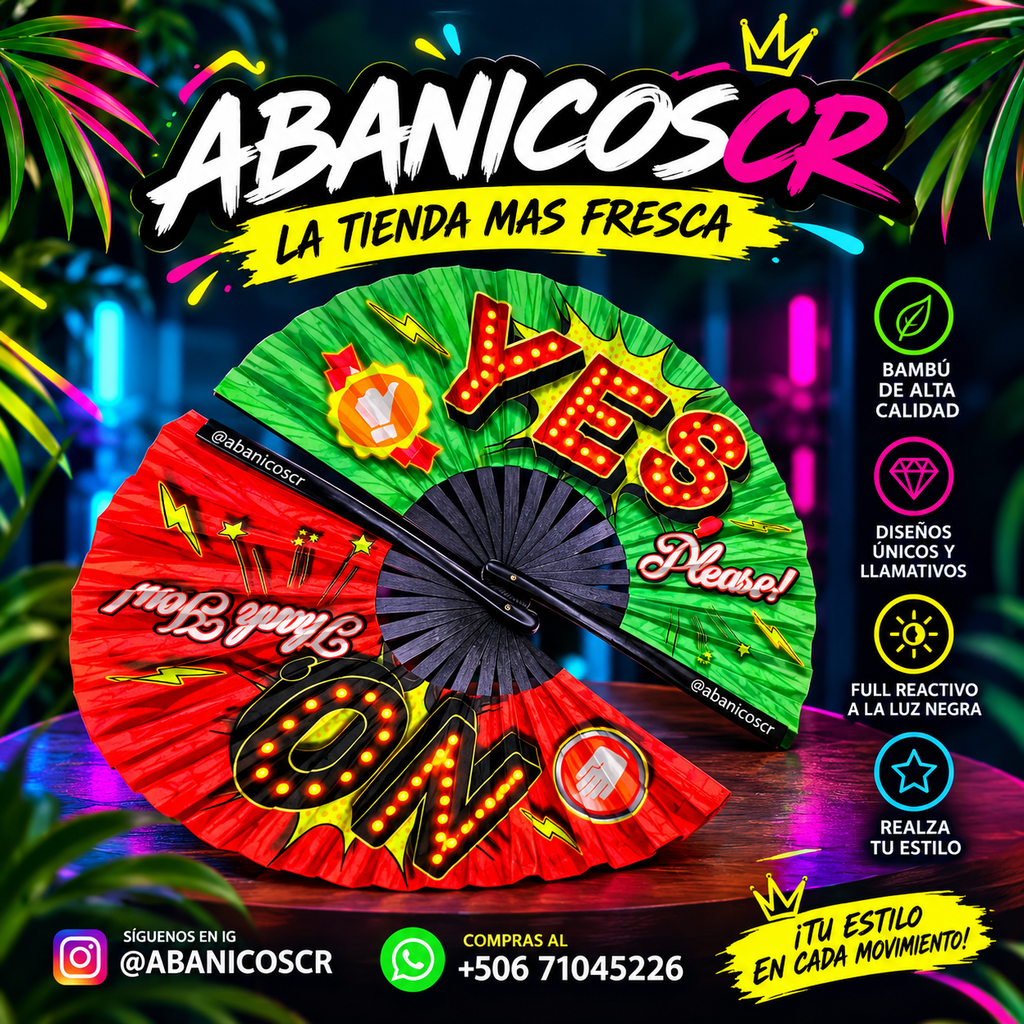 YES/NO ABANICO NEON DOBLE CARA