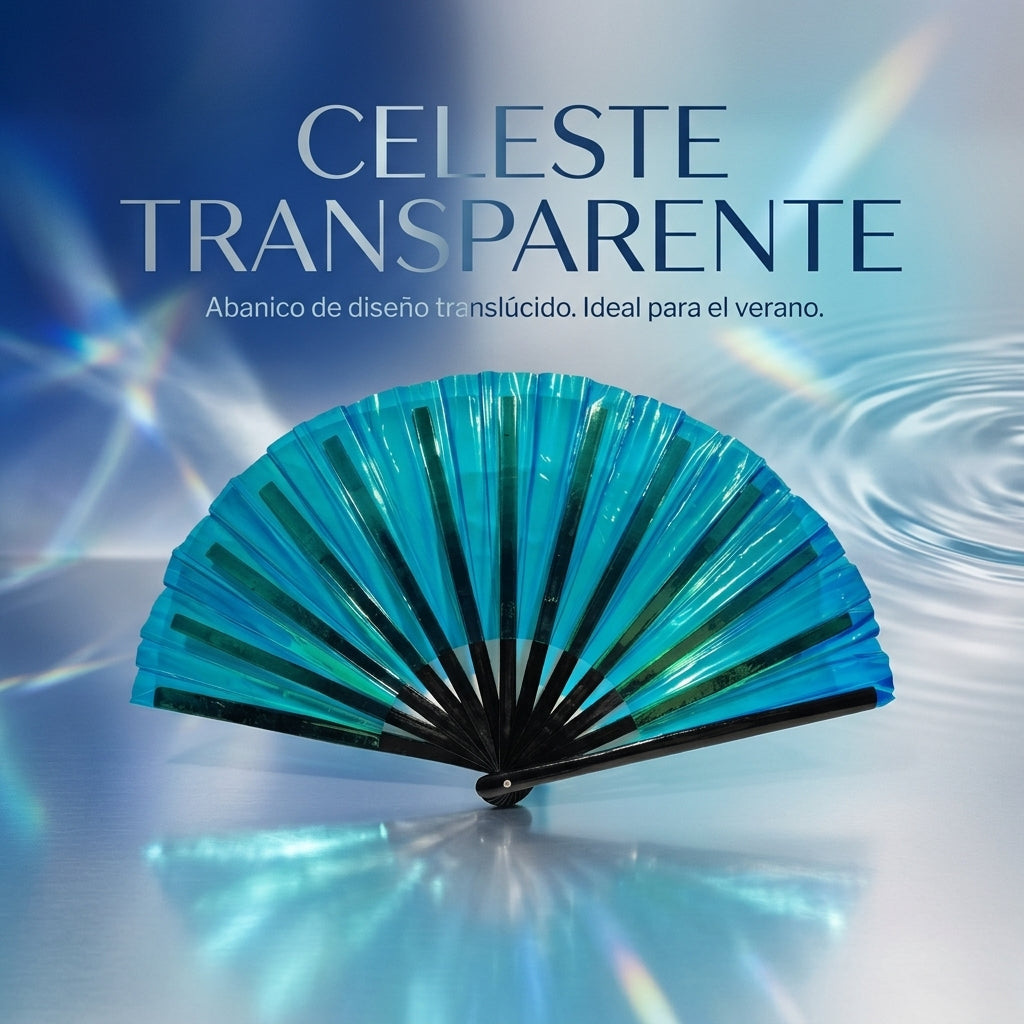 CELESTE TRANSPARENTE – Abanico XL Translúcido